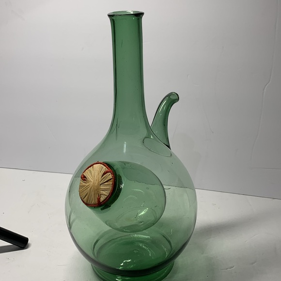 Vintage Green Blown Glass Jug with Ice Bucket Included, Empoli, Italy - Picture 8 of 12